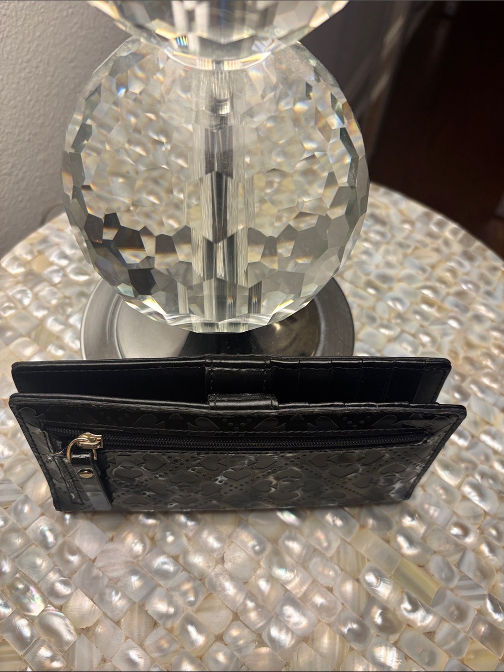 NWOT Kate Spade Black Patent Wallet – Embossed Heart & Club Motif - Picture 6 of 8